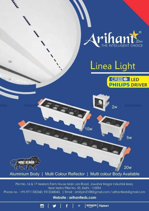 ArihantStar LED Black Body Linear Spot Light for Ceiling,Compatible with LED and Driver, 5 LED-12W (Neutral white-4000K)