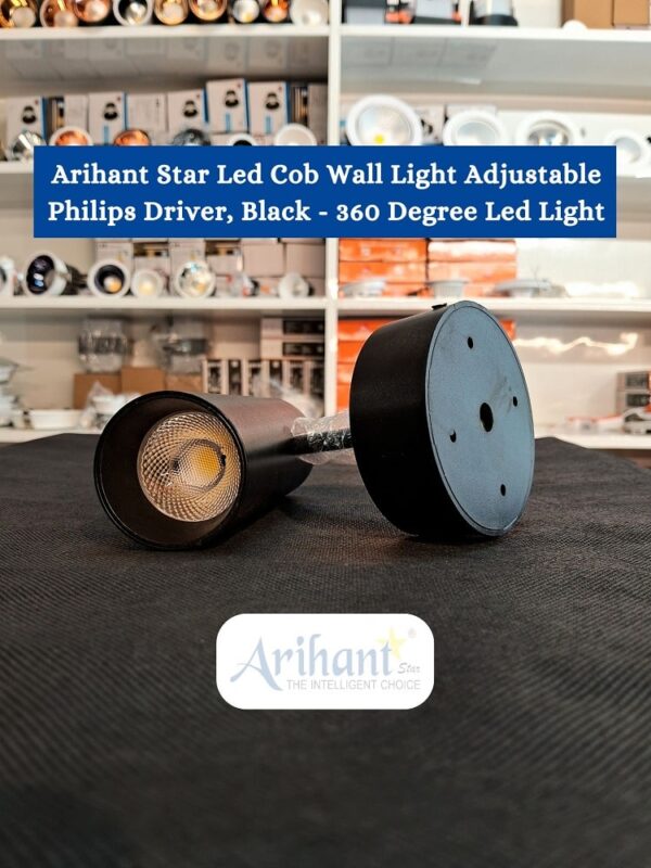 Arihant Star Led 10W Spot Wall Light Adjustable With Philips Driver, Black Body - 360 Degree