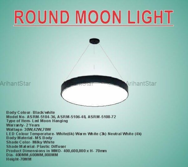 Arihant Star Round Hanging Moon Light | Led Moon Ceiling Light (42-48)w (600x70mm)
