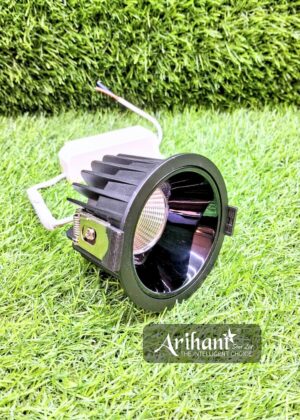 Recessed Cob 12W Light In Black Body Reflector