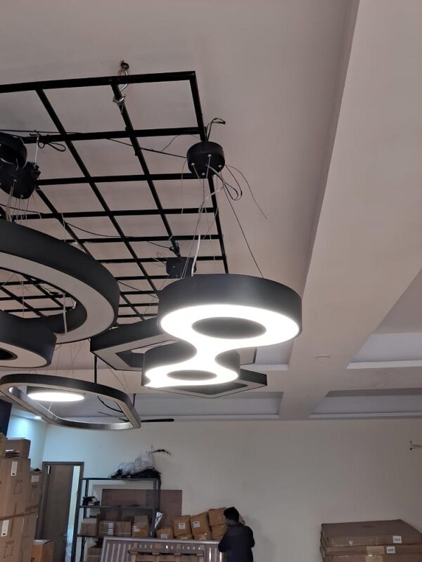 Arihant Star 40w Designer Hanging Double Ring Light (850x360x60)mm For Living Room, Hall, Gyms, Office, Interior Design