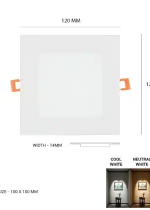 Arihant Star Led 6W Panel Light For Ceiling Design - Aluminium White Body Slim Panel Concealed Downlight Price India (With Driver) For False Ceiling, Home, Kitchen, Bathroom, Showroom