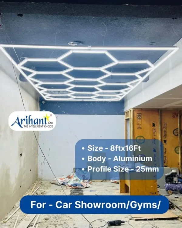 Lights for Garage Ceiling or Car Detailing Showroom Hexagon Honey Comb Design 25mm (Aluminium Profile)