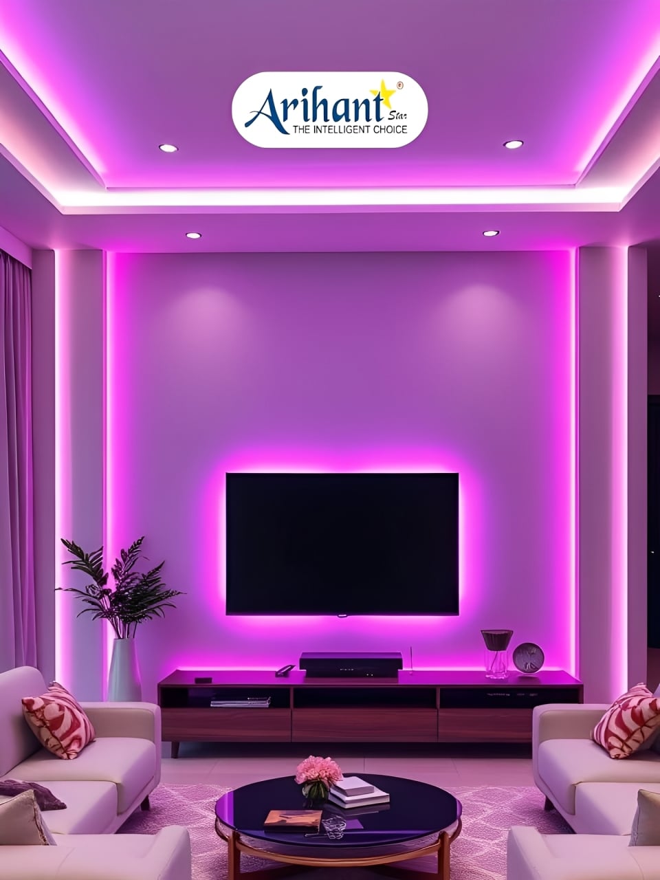 Arihant Star Ceiling Rope Light Pink For Home Decoration