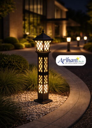 Designer Grey Bollard Light for Modern Outdoor Landscape Lighting