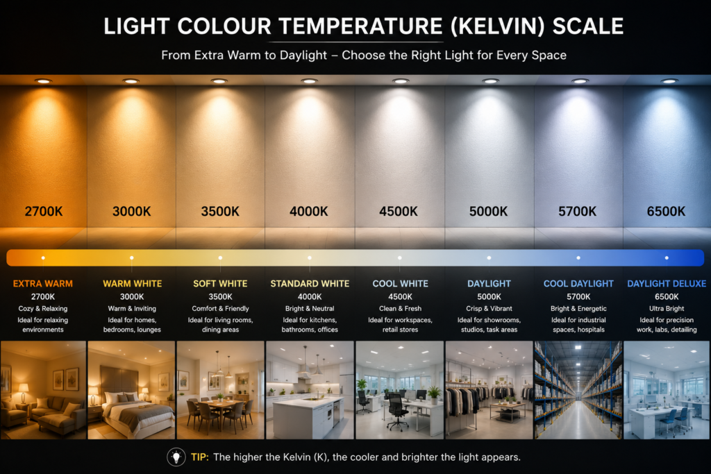 LIGHT COLOUR TEMPERATURE (KELVIN) SCALE